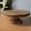 Homesake Brown Solid Round Wooden Cake and Dessert Pedestal Display Stand 