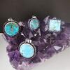 Handmade Jeweled Silver Pendants with Original Neyshabur Turquoise