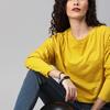 Roadster Women Mustard Yellow Solid Round Neck T-shirt