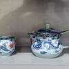 5pc Oriental Asian Tea Pot w/4 cups 