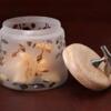 ellementry White & Brown Dishwasher Safe Twigy Frosted Glass Jar with Wooden Lid