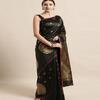 VASTRAD Black & Gold-Toned Silk Blend Woven Design Banarasi Saree