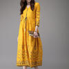 Anouk Women Yellow & Navy Blue Printed Anarkali Kurta