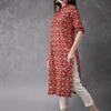 Anouk Women Red & Green Printed A-Line Kurta