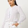 Sheer Slim Fit Shirt with Band Collar