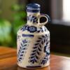 ExclusiveLane White & Blue Mughal Gardens Handcrafted Ceramic Printed Oil Dispenser