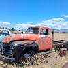 3 Farm Trucks 1950 International, 1947 Chevrolet, 1955 GMC 1 1/2 ton FB FARM TRUCKS