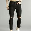 Roadster Men Black Skinny Fit Mid-Rise Slash Knee Stretchable Cropped Jeans