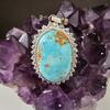 Handmade Jeweled Silver Pendant with Original Neyshabur Turquoise