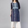 W Women Blue Printed Straight Kurta