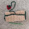 Crocheted strawberry tic tac toe board