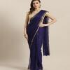 Ishin Navy Blue & Golden Embellished Saree