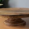 Homesake Brown Solid Round Wooden Cake and Dessert Pedestal Display Stand