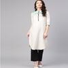 W Women Off-White Yoke Design Straight Kurta