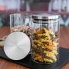 GOODHOMES Set of 2 Transparent Borosilicate Airtight Jars with Metal Lid