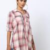 Checked Long Shirt with Buttoned Flap Pockets