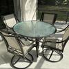 5-Piece Patio Dining Set - Glass Table & 4 Swivel Chairs - Great Condition