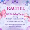 Birthday Card_Butterfly Birthday Invitations Template, Floral Accents (Digital Download)